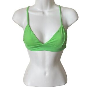 Subdued, Neon Green Swim Top with Slim Straps, Sz S